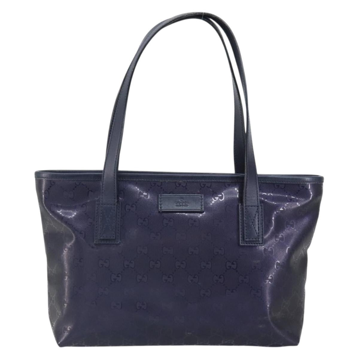 GUCCI GG Implementation Tote Bag PVC Purple Navy 211138 Auth ki6292