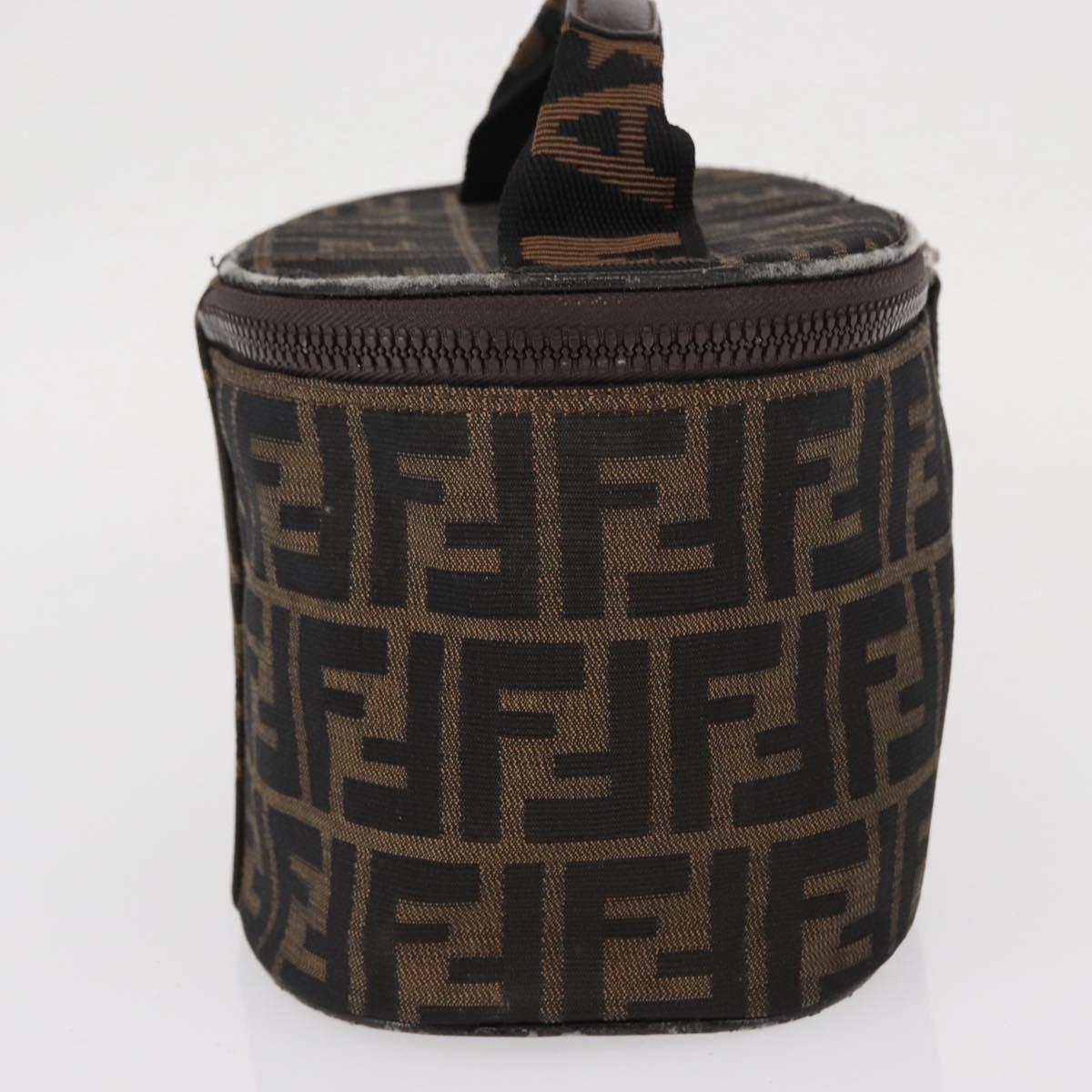 FENDI Zucca Canvas Vanity Pouch Black Brown Silver Auth ki6294