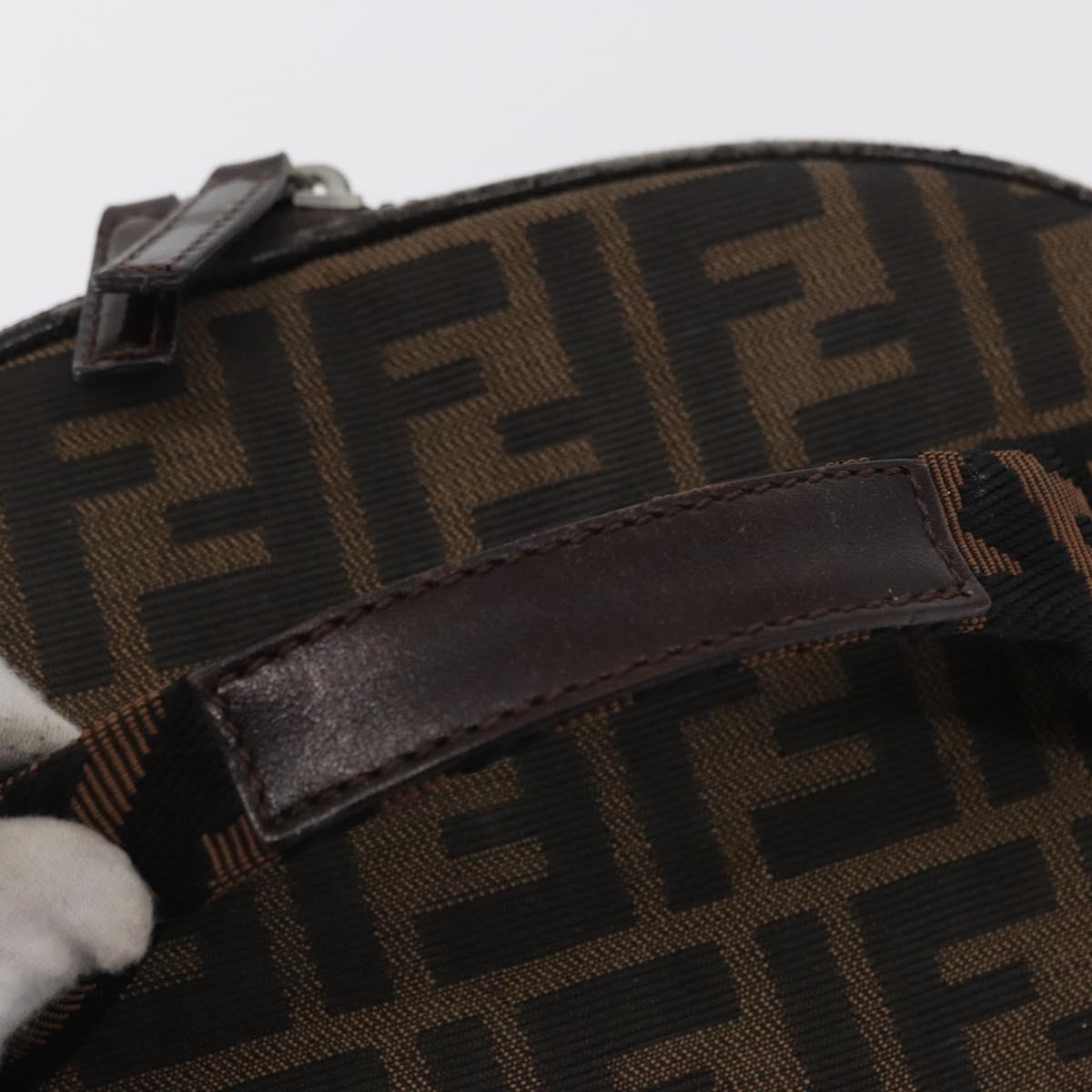 FENDI Zucca Canvas Vanity Pouch Black Brown Silver Auth ki6294