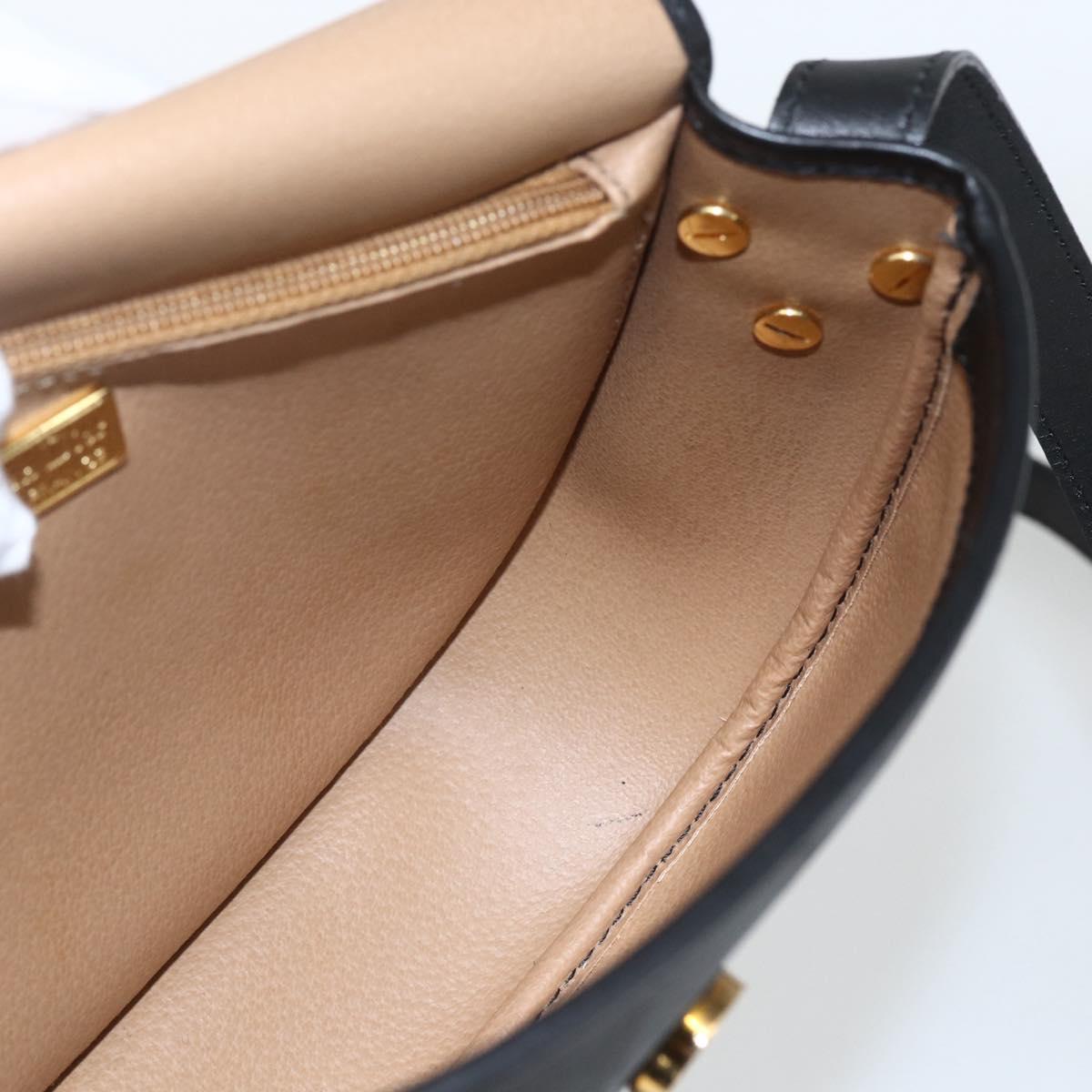 Christian Dior Trotter Canvas Oval Shoulder Bag PVC Black Gold Auth ki6295
