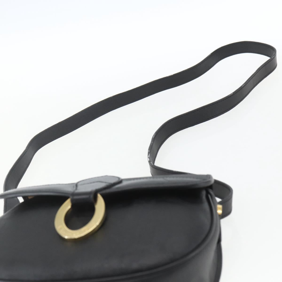 Christian Dior Trotter Canvas Oval Shoulder Bag PVC Black Gold Auth ki6295