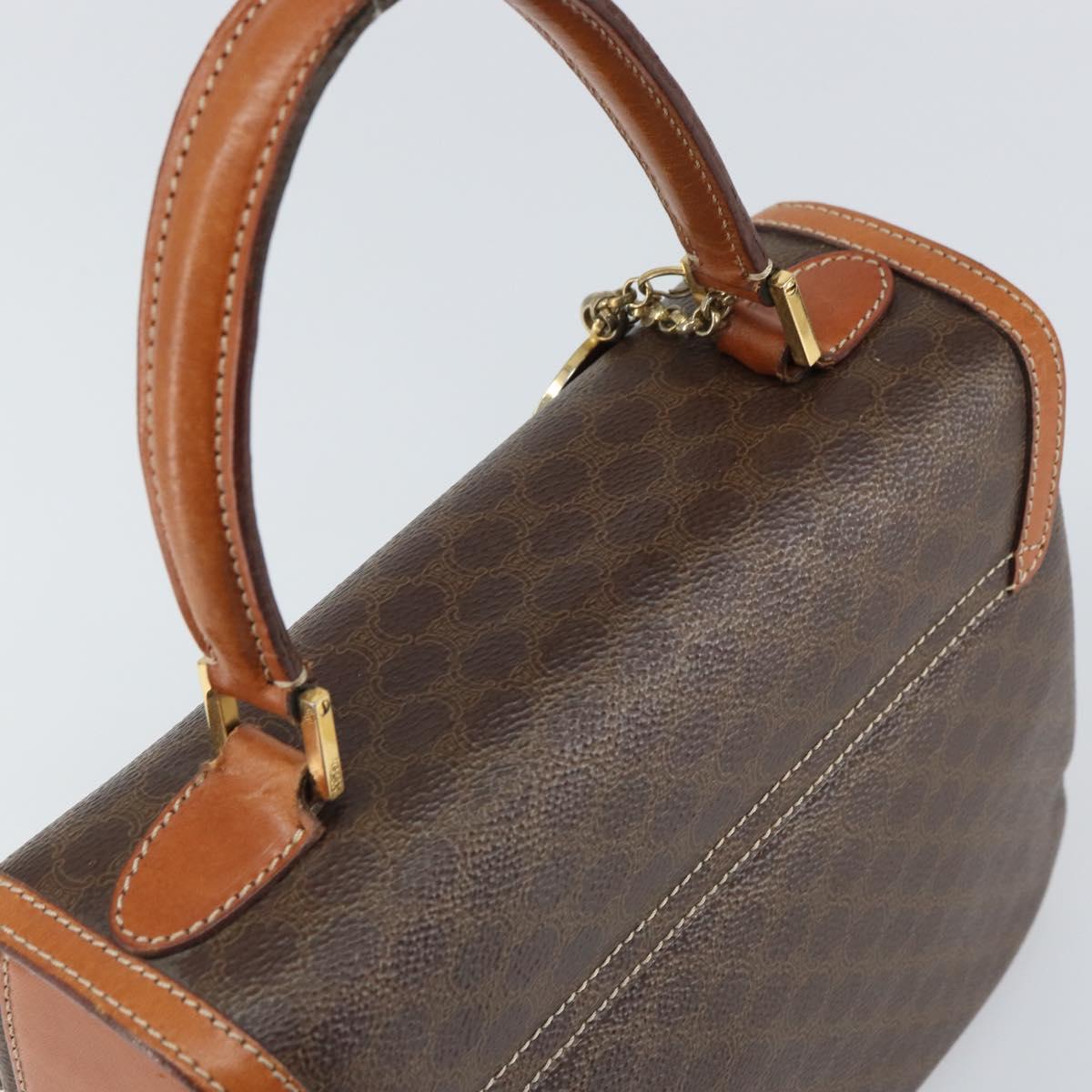 CELINE Macadam Canvas Hand Bag PVC Leather Brown Gold Auth ki6298