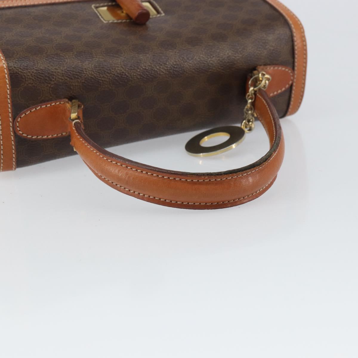CELINE Macadam Canvas Hand Bag PVC Leather Brown Gold Auth ki6298