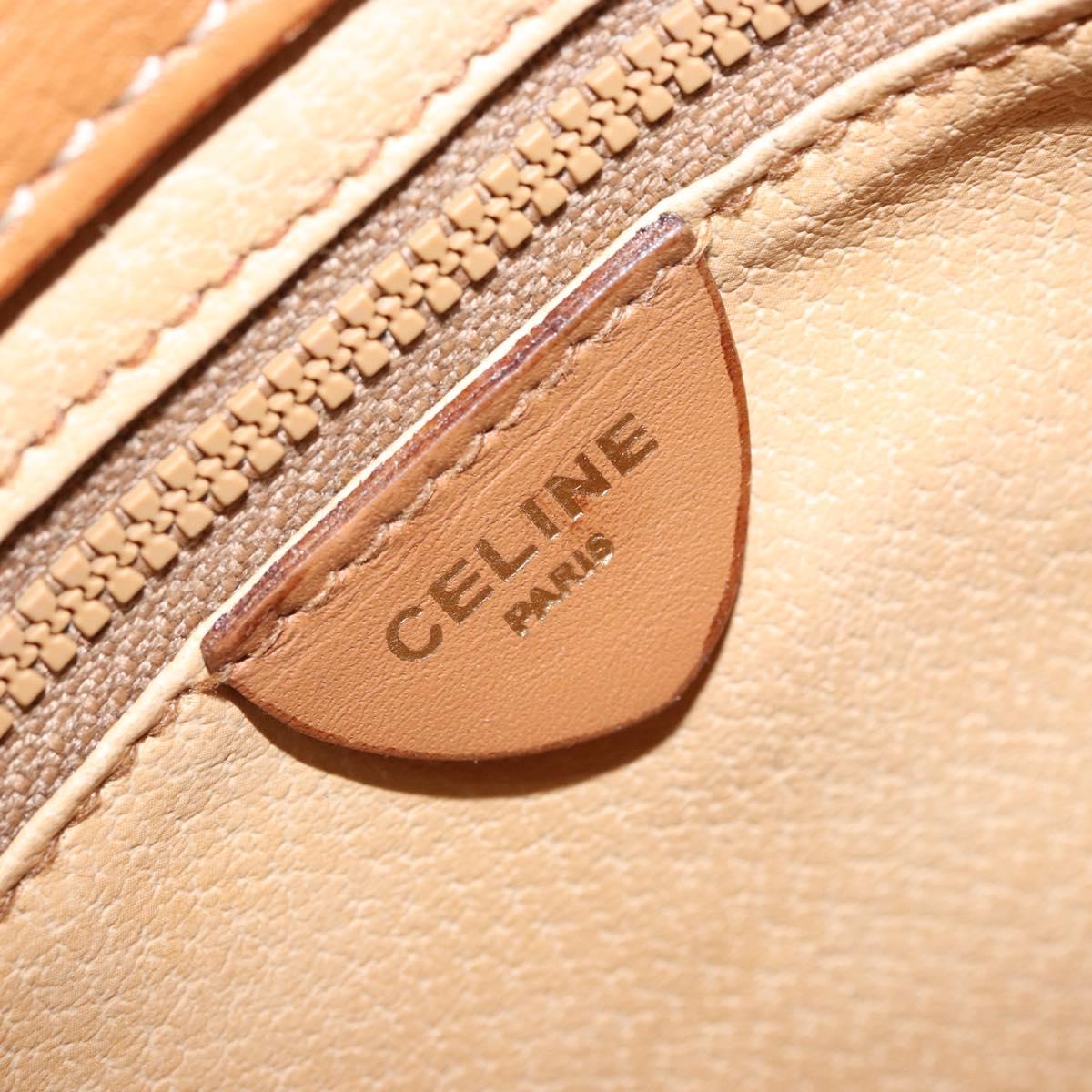 CELINE Macadam Canvas Shoulder Bag PVC Leather Brown Gold Auth ki6299