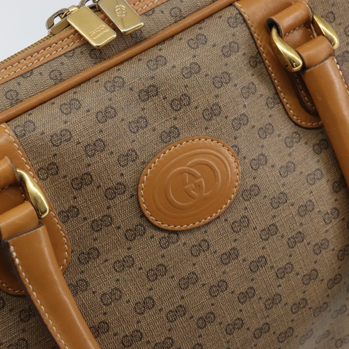 GUCCI Micro GG Supreme Hand Bag PVC Beige Gold 000 104 0030 Auth ki6300
