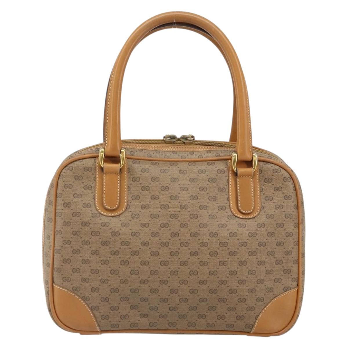 GUCCI Micro GG Supreme Hand Bag PVC Beige Gold 000 104 0030 Auth ki6300