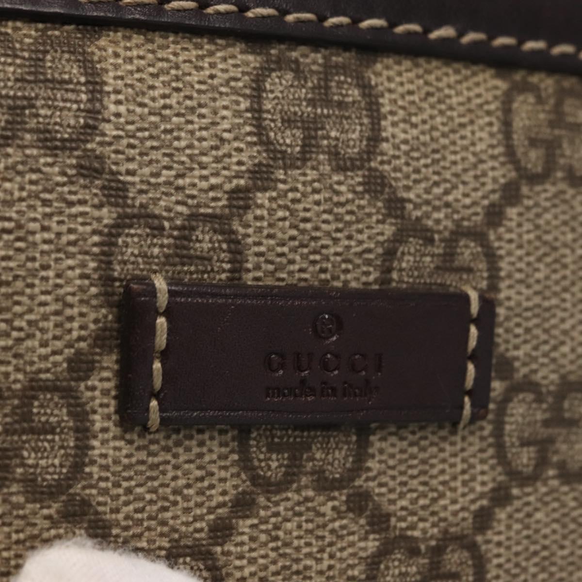 GUCCI GG Supreme Body Bag PVC Beige Gold 233269 Auth ki6304