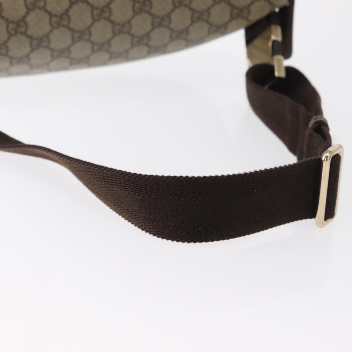 GUCCI GG Supreme Body Bag PVC Beige Gold 233269 Auth ki6304