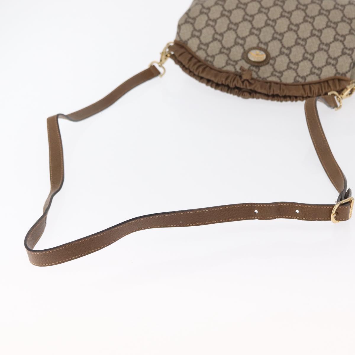 GUCCI GG Plus Supreme Shoulder Bag PVC Leather Beige Gold Auth ki6307