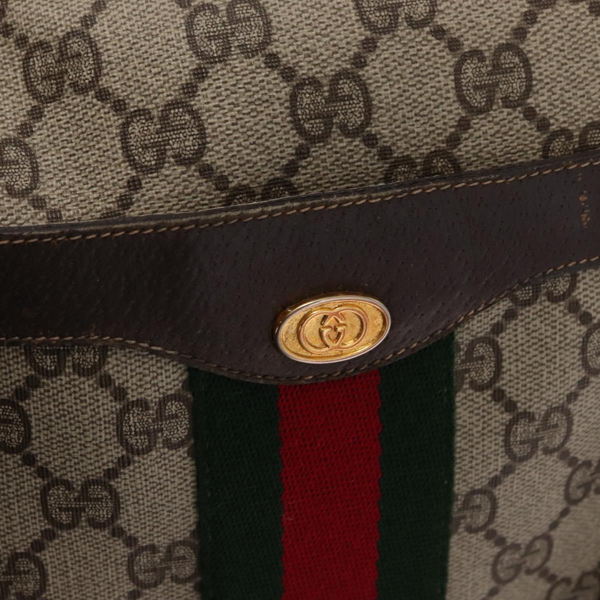GUCCI GG Supreme Web Sherry Line Hand Bag PVC Beige Gold 010 378 Auth ki6310