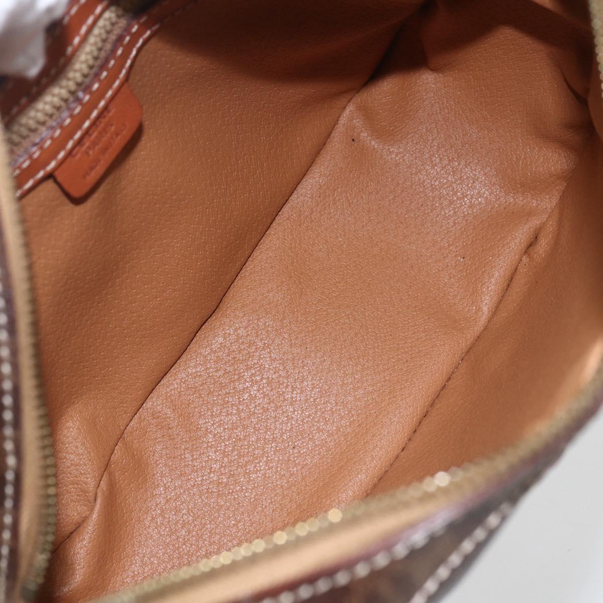 CELINE Macadam Canvas Shoulder Bag PVC Leather Brown Gold Auth ki6312