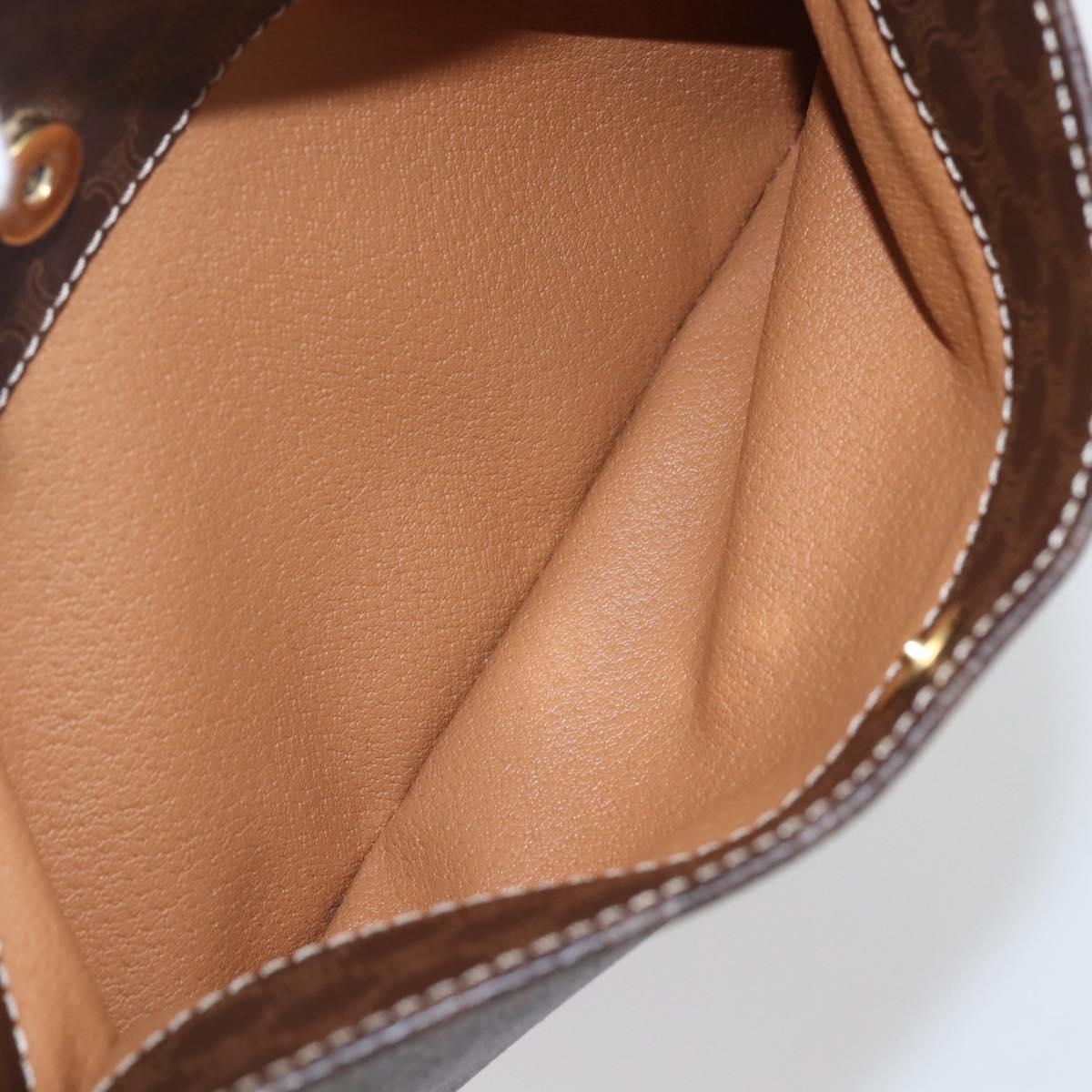 CELINE Macadam Canvas Shoulder Bag PVC Leather Brown Gold Auth ki6312