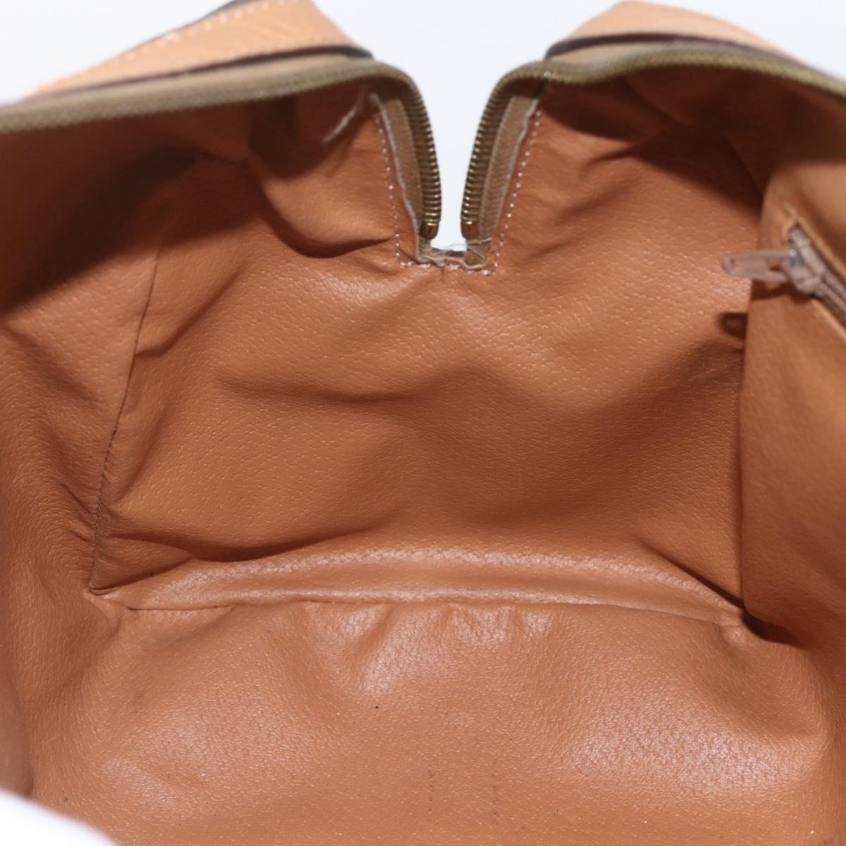 CELINE Macadam Canvas Boston Bag PVC Leather Brown Gold Auth ki6313