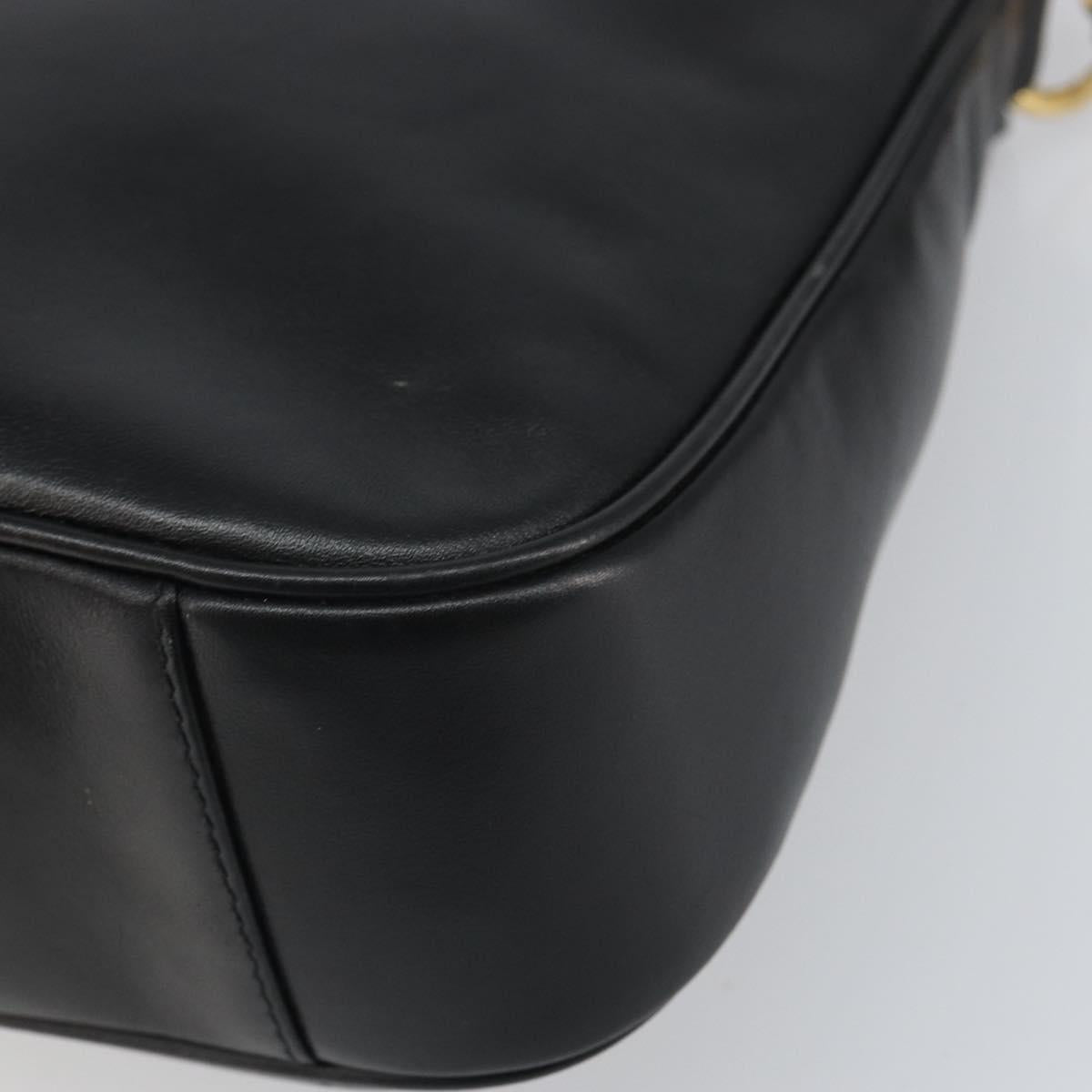 GUCCI Bamboo Shoulder Bag Leather 2way Black Gold 001 2113 1638 Auth ki6316