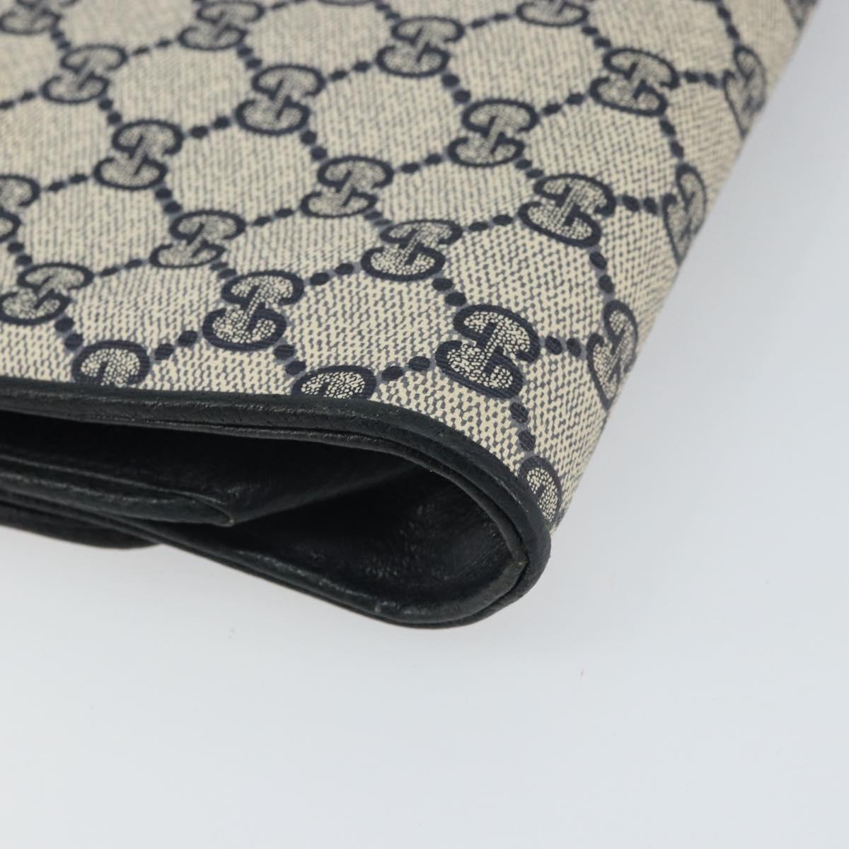 GUCCI GG Supreme Clutch Bag PVC Navy Gold 89 01 006 Auth ki6318