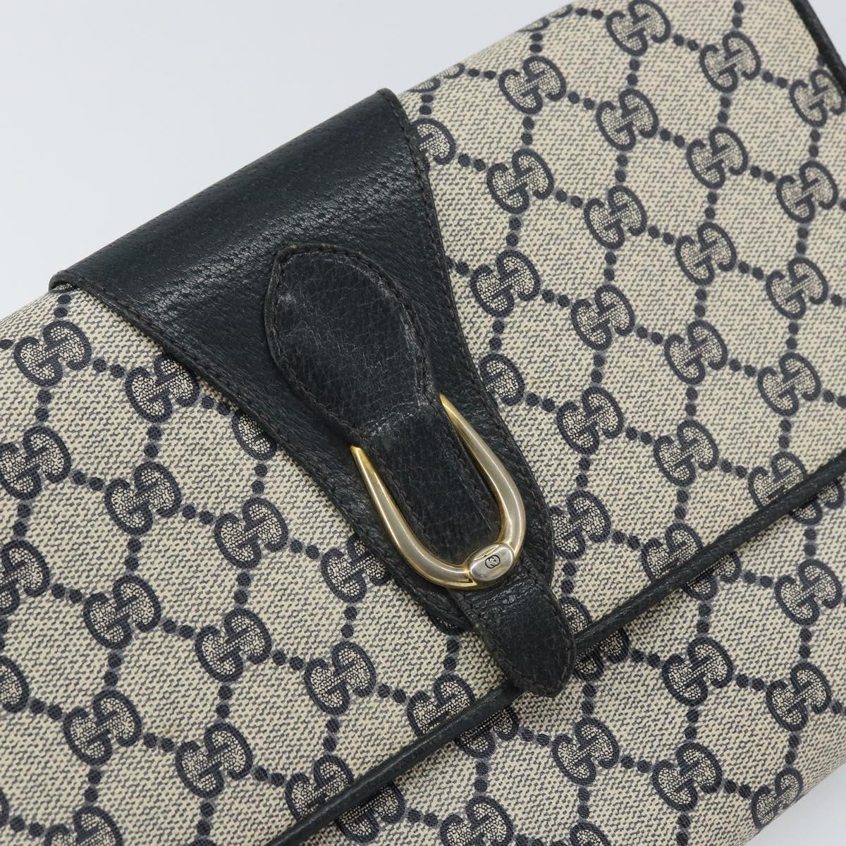 GUCCI GG Supreme Clutch Bag PVC Navy Gold 89 01 006 Auth ki6318