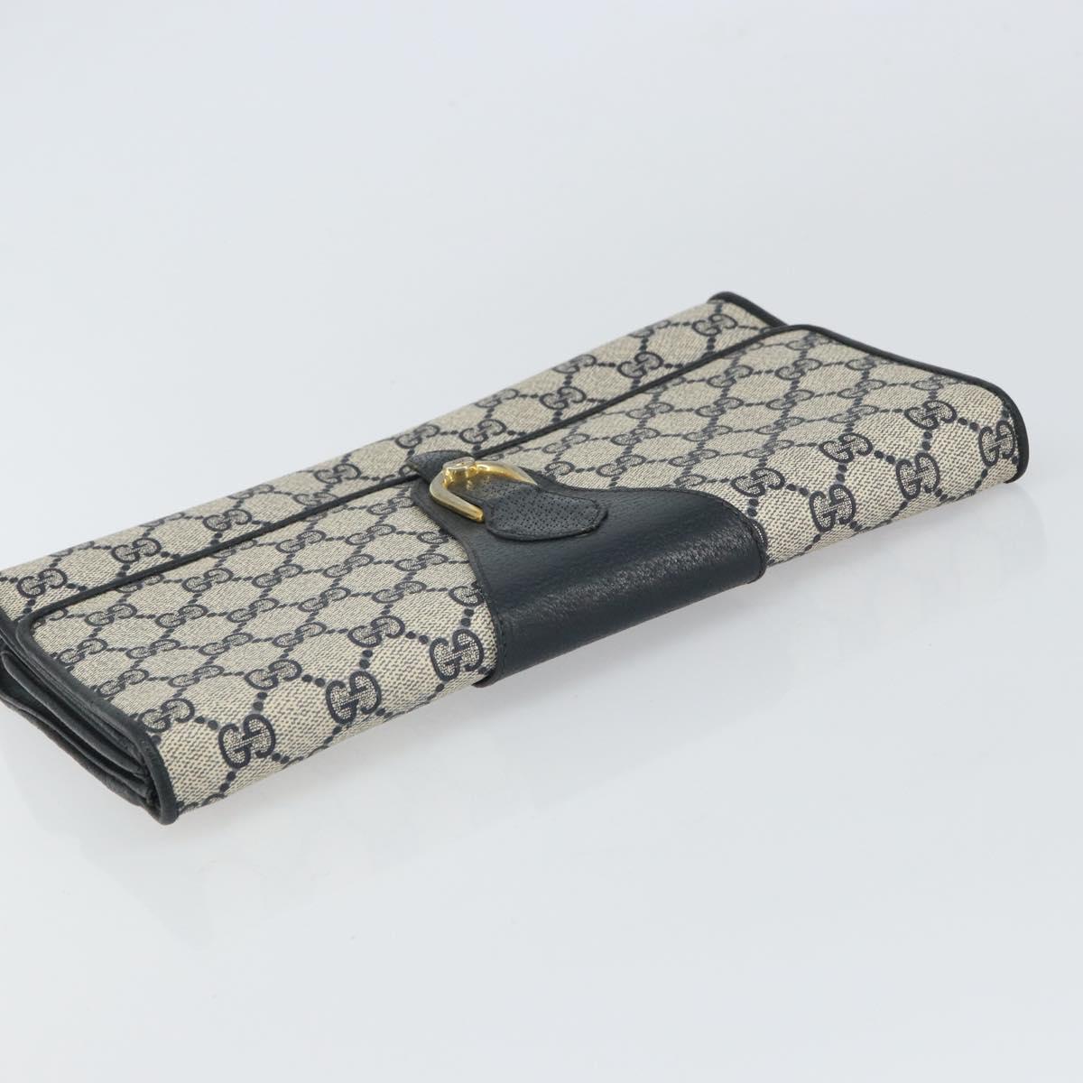 GUCCI GG Supreme Clutch Bag PVC Navy Gold 89 01 006 Auth ki6318