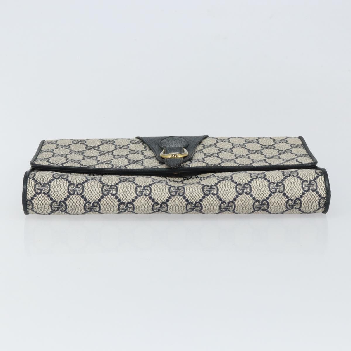 GUCCI GG Supreme Clutch Bag PVC Navy Gold 89 01 006 Auth ki6318