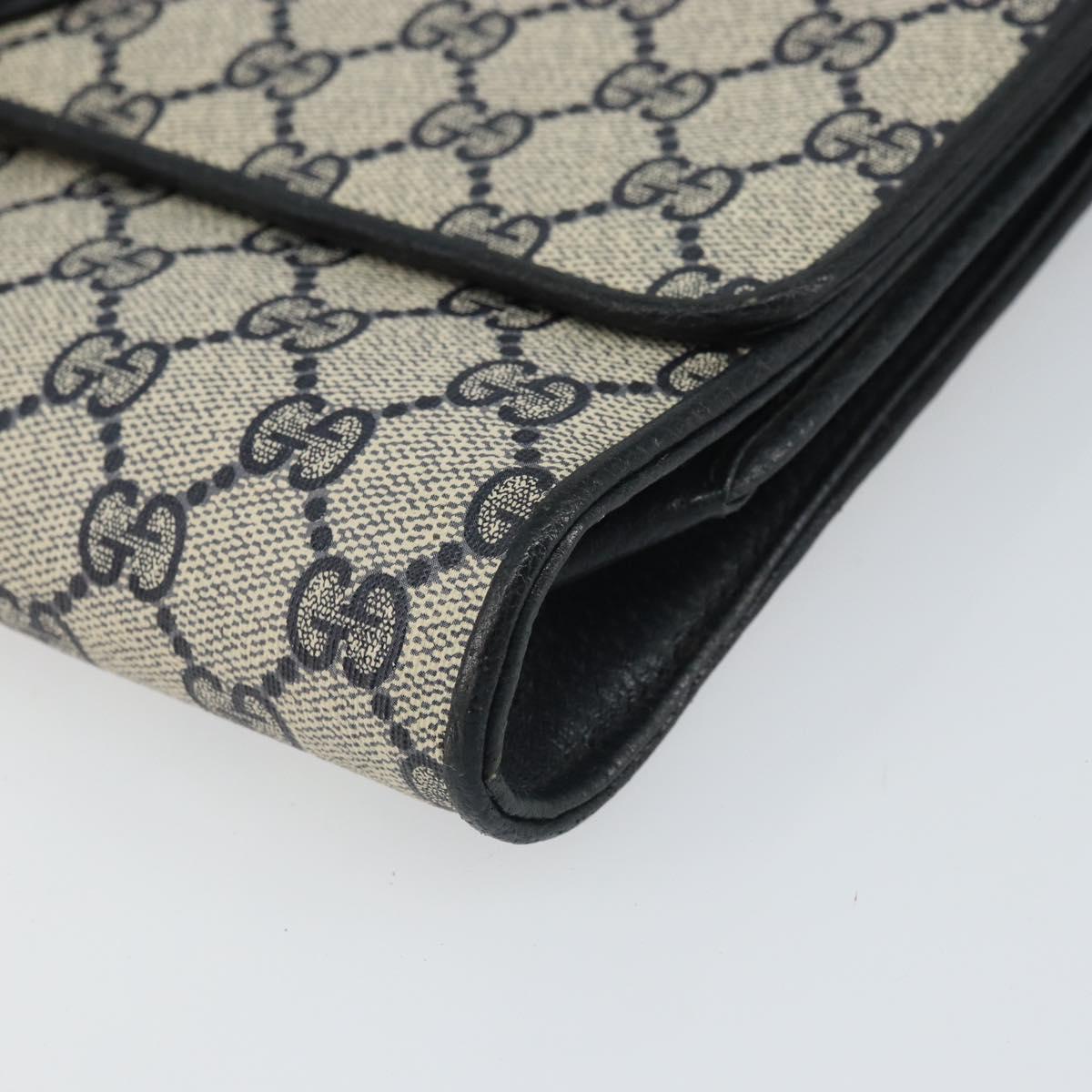 GUCCI GG Supreme Clutch Bag PVC Navy Gold 89 01 006 Auth ki6318