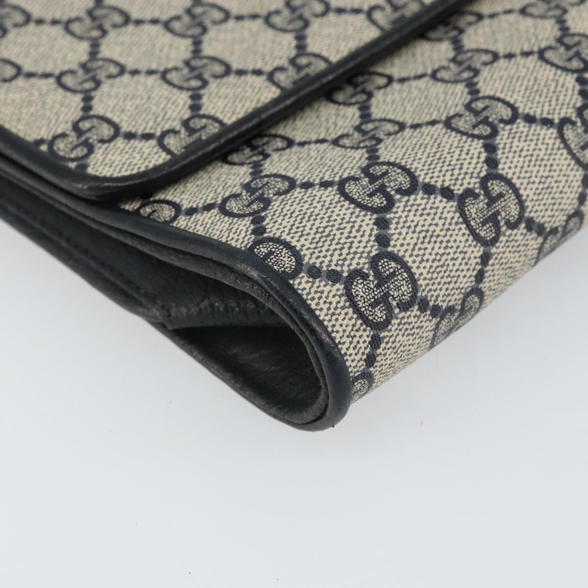 GUCCI GG Supreme Clutch Bag PVC Navy Gold 89 01 006 Auth ki6318