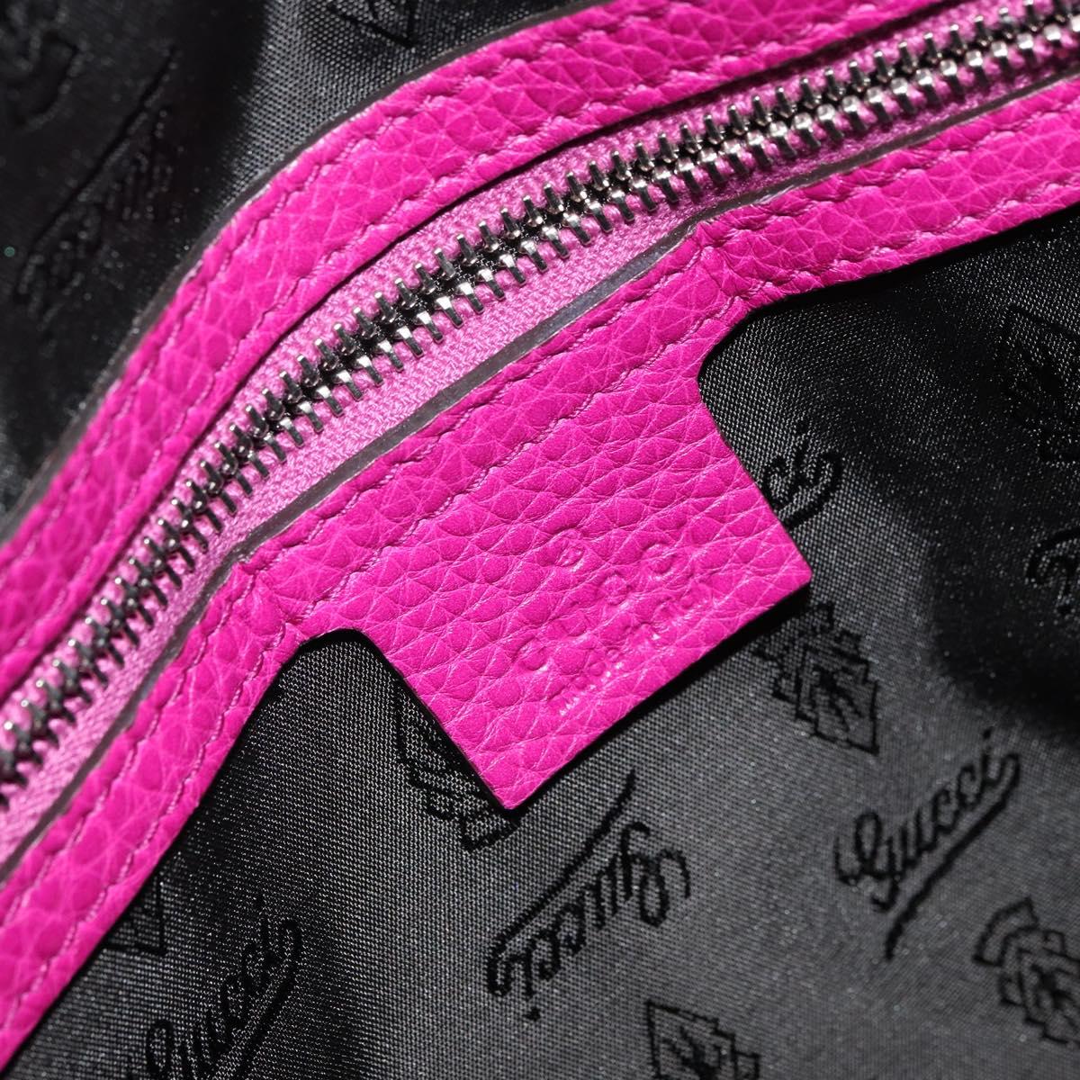 GUCCI GG Canvas Boston Bag Nylon Leather Pink Silver Auth ki6320