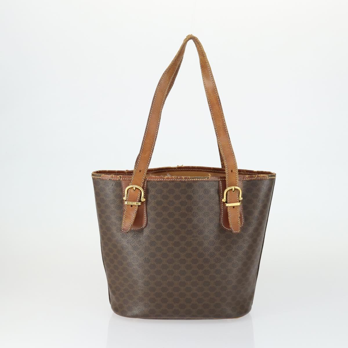 CELINE Macadam Canvas Bag PVC Leather 5 Set Brown Beige black Auth ki6322