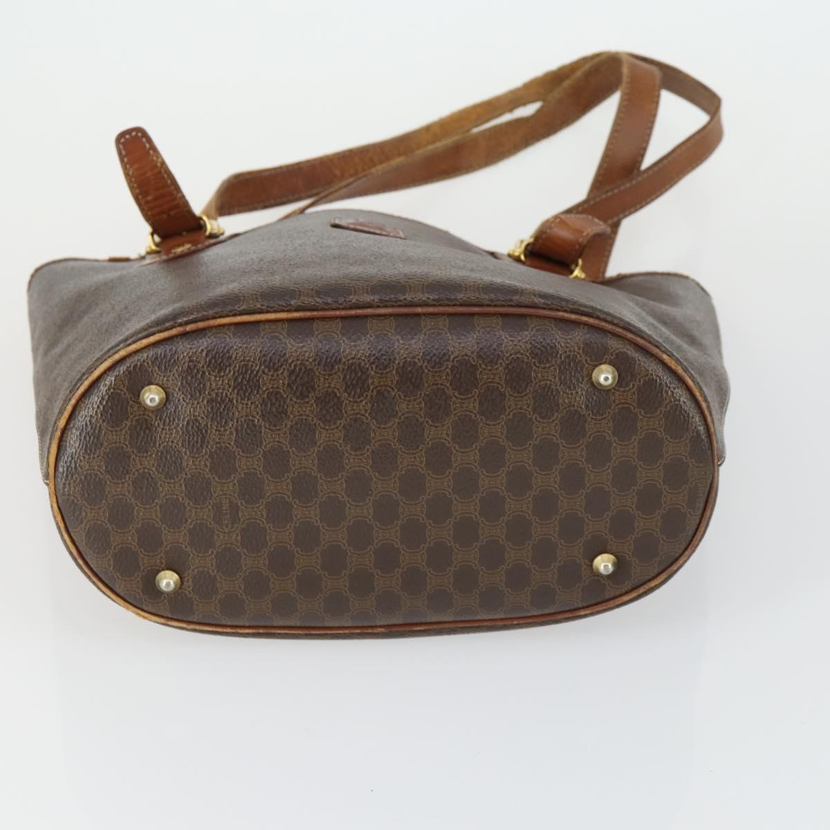 CELINE Macadam Canvas Bag PVC Leather 5 Set Brown Beige black Auth ki6322