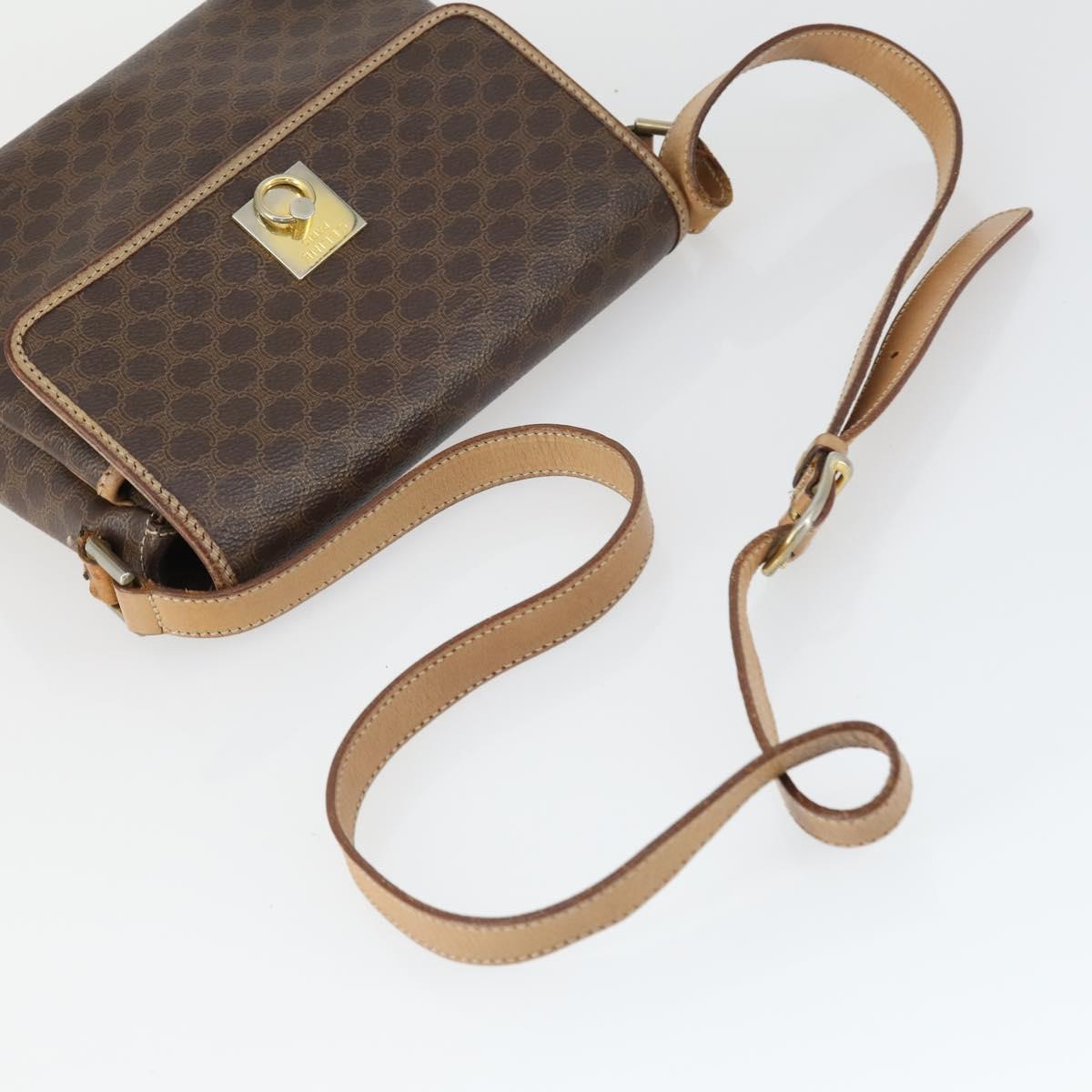 CELINE Macadam Canvas Bag PVC Leather 5 Set Brown Beige black Auth ki6322