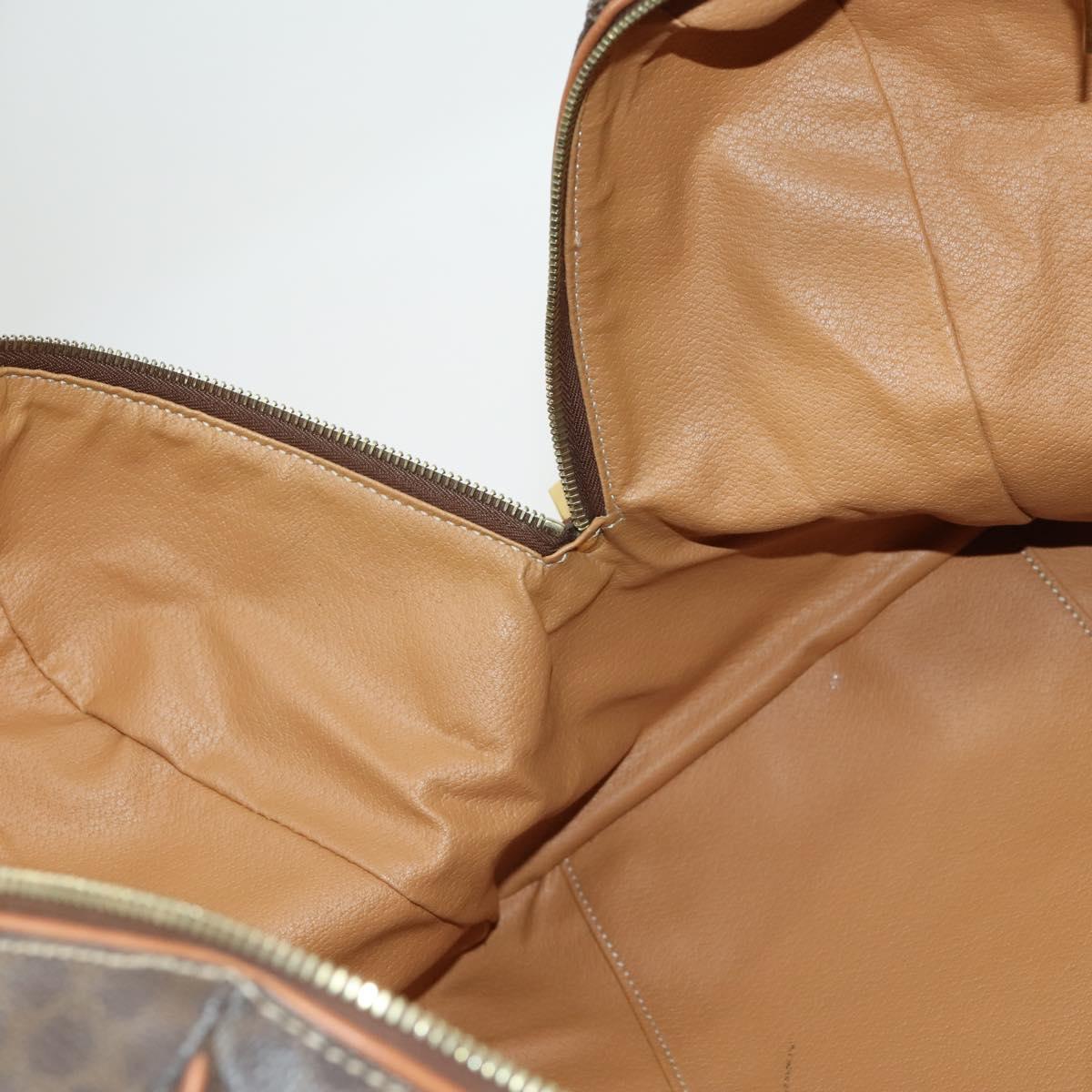CELINE Macadam Canvas Boston Bag PVC Leather Brown Gold Auth ki6323