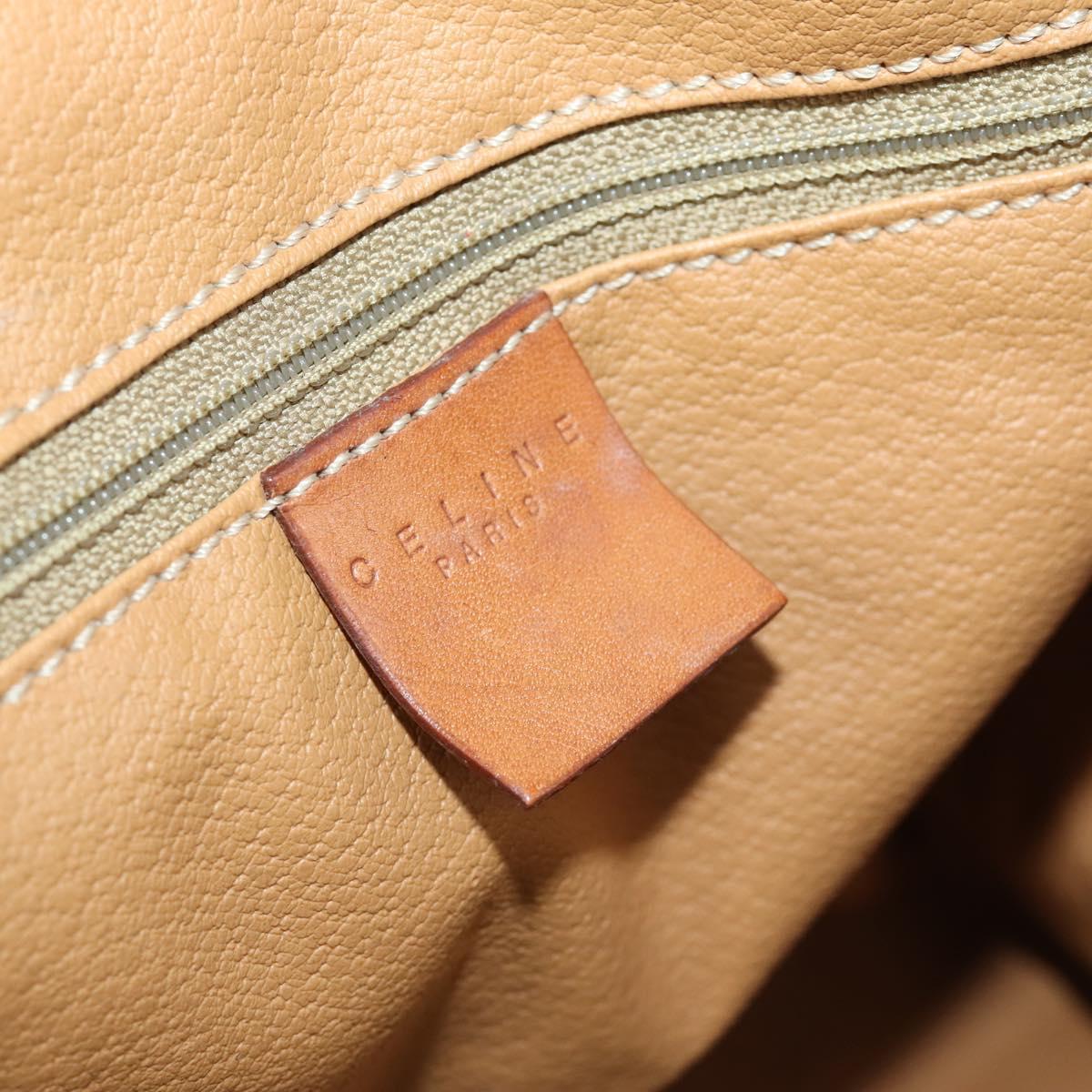 CELINE Macadam Canvas Boston Bag PVC Leather Brown Gold Auth ki6323