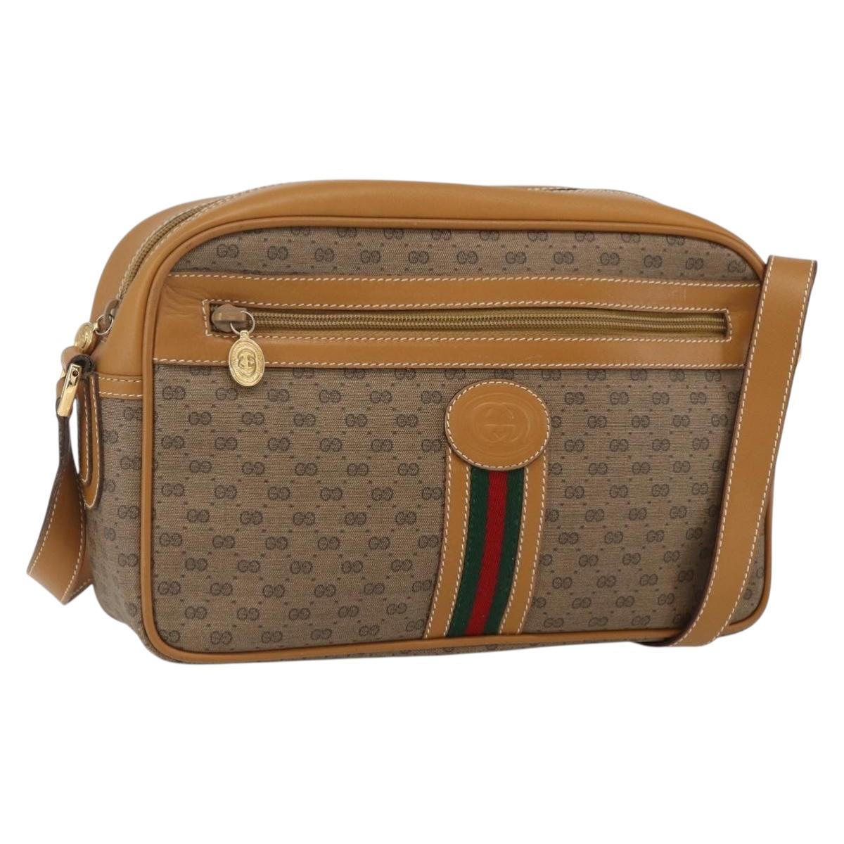 GUCCI Micro GG Supreme Web Sherry Line Bag PVC Beige 001 113 0942 Auth ki6329