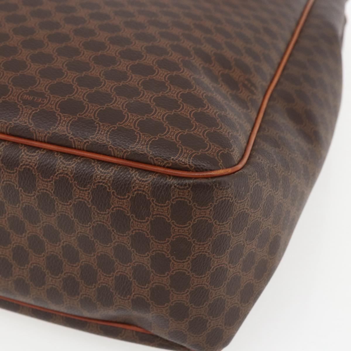 CELINE Macadam Canvas Triomphe Tote Bag PVC Leather Brown Gold Auth ki6337