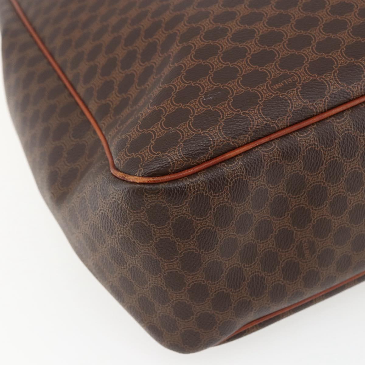 CELINE Macadam Canvas Triomphe Tote Bag PVC Leather Brown Gold Auth ki6337