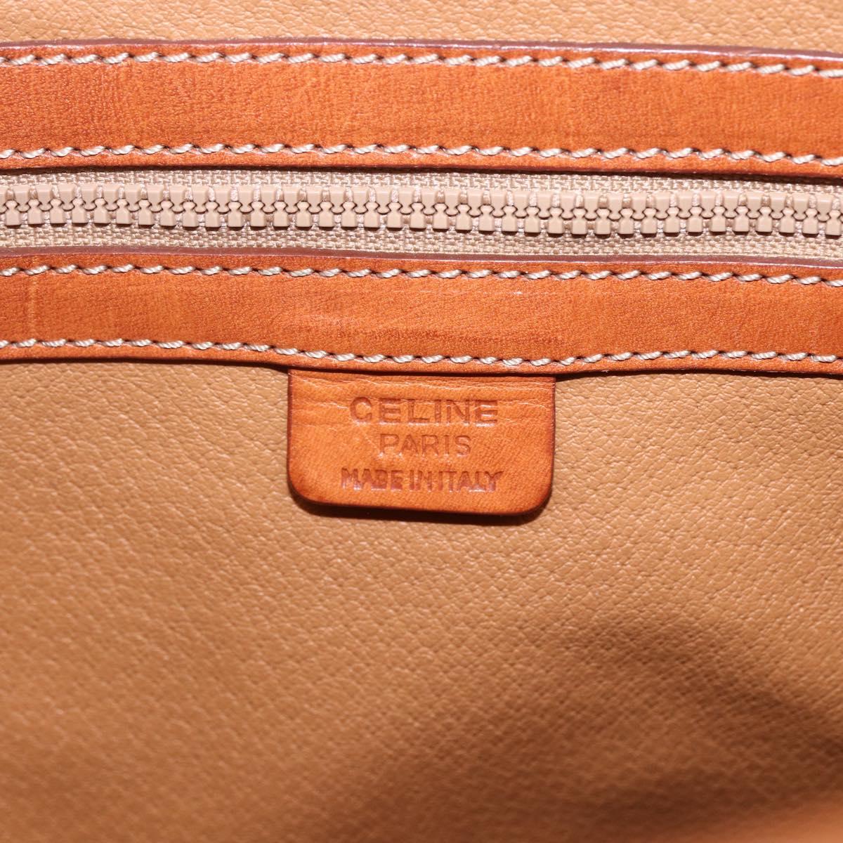 CELINE Macadam Canvas Triomphe Tote Bag PVC Leather Brown Gold Auth ki6337