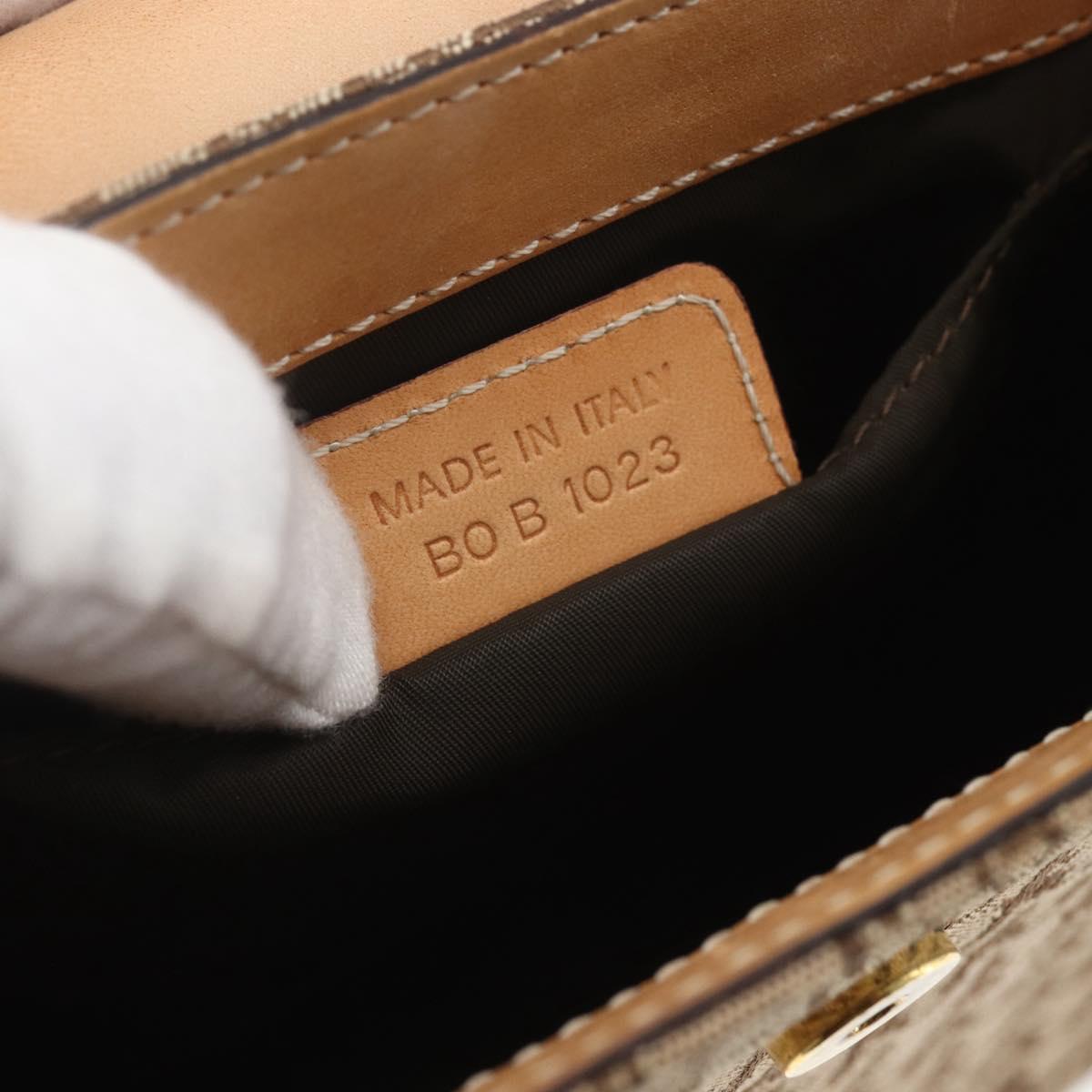 Christian Dior Trotter Canvas Street chic Shoulder Bag Beige Gold Auth ki6338