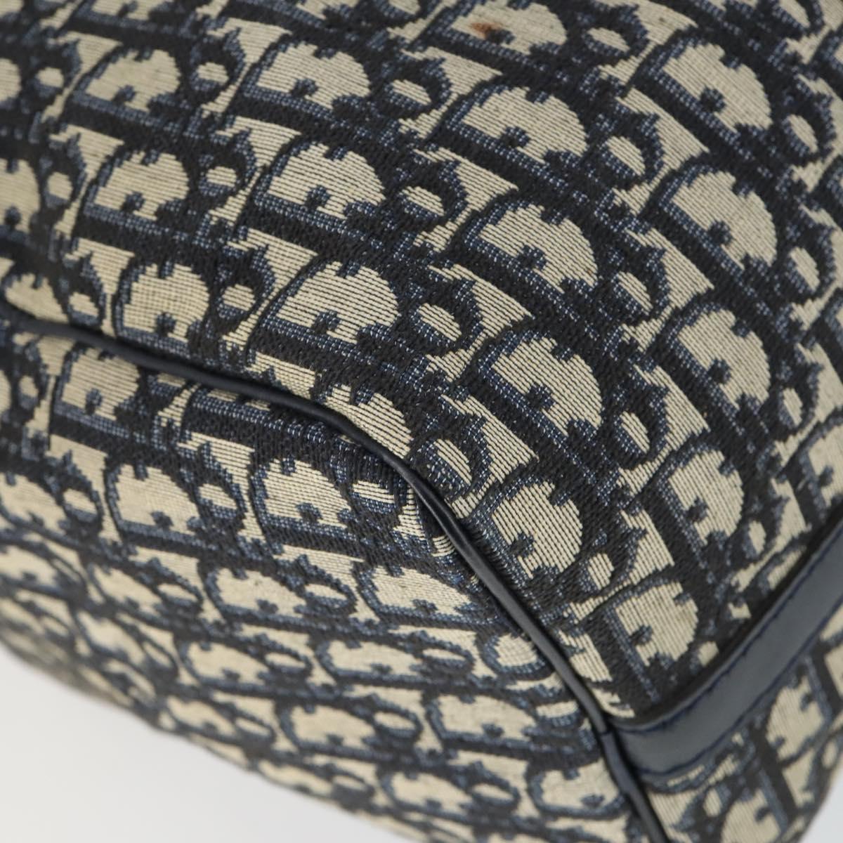 Christian Dior Trotter Canvas Boston Bag Navy Silver Auth ki6339