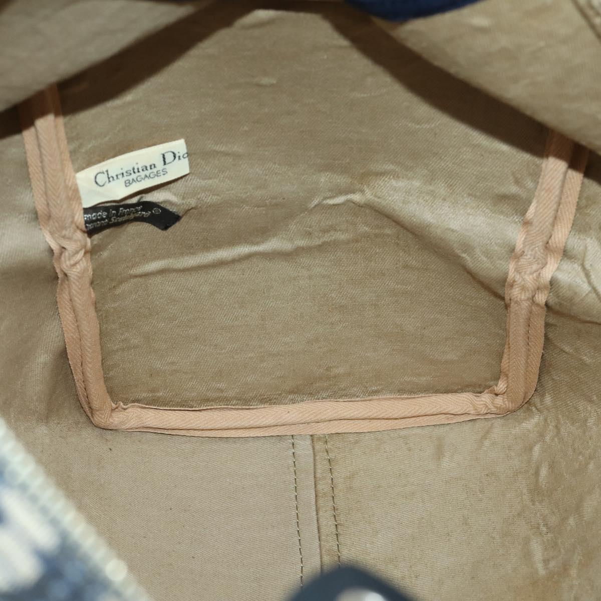 Christian Dior Trotter Canvas Boston Bag Navy Silver Auth ki6339