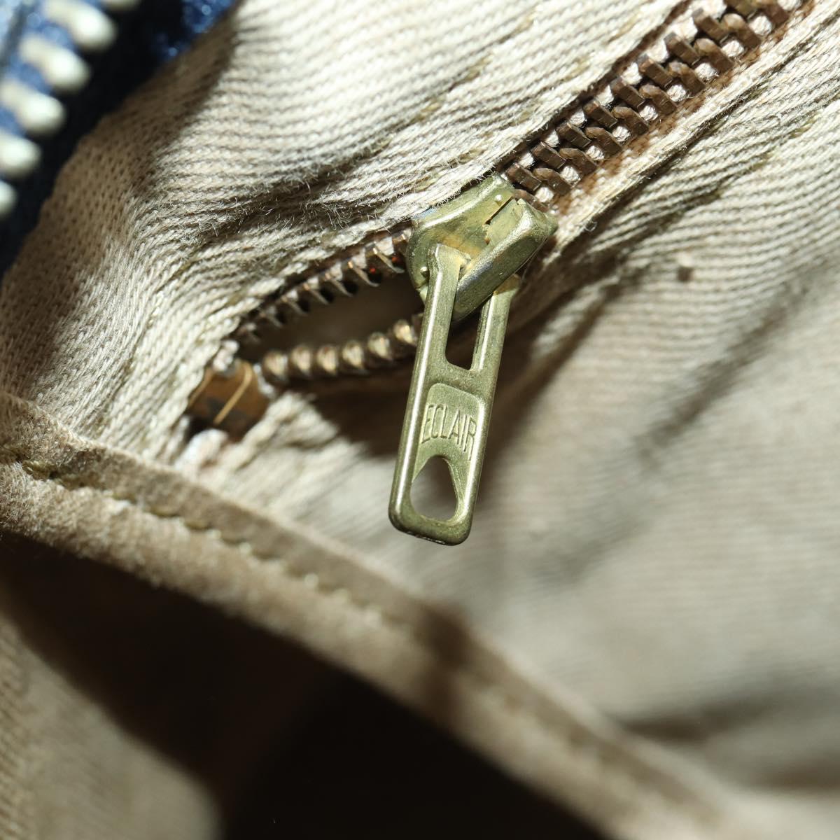 Christian Dior Trotter Canvas Boston Bag Navy Silver Auth ki6339