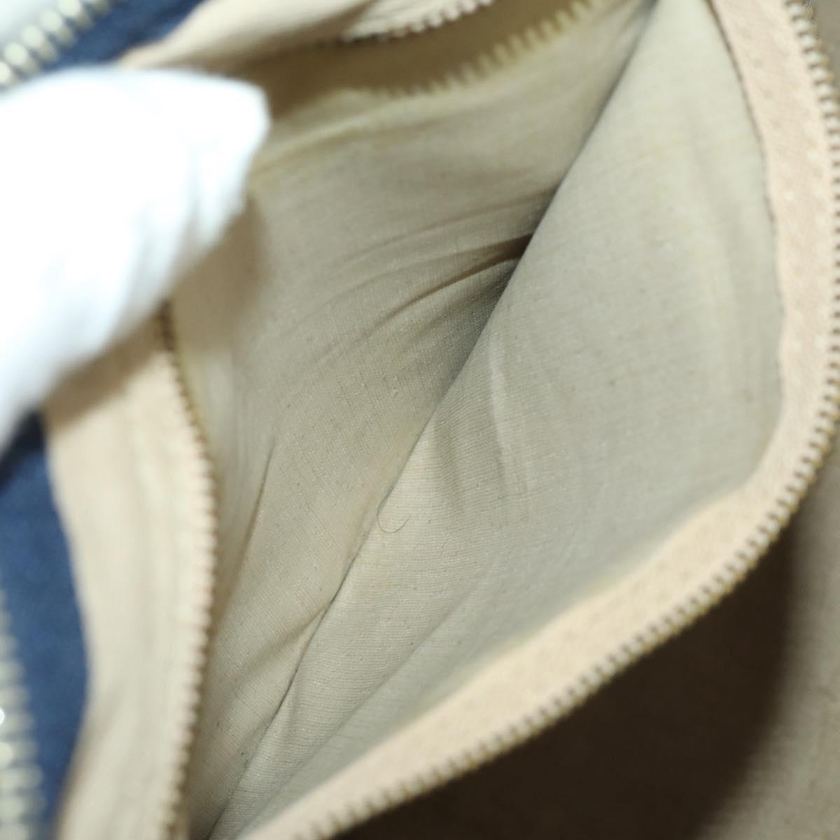 Christian Dior Trotter Canvas Boston Bag Navy Silver Auth ki6339