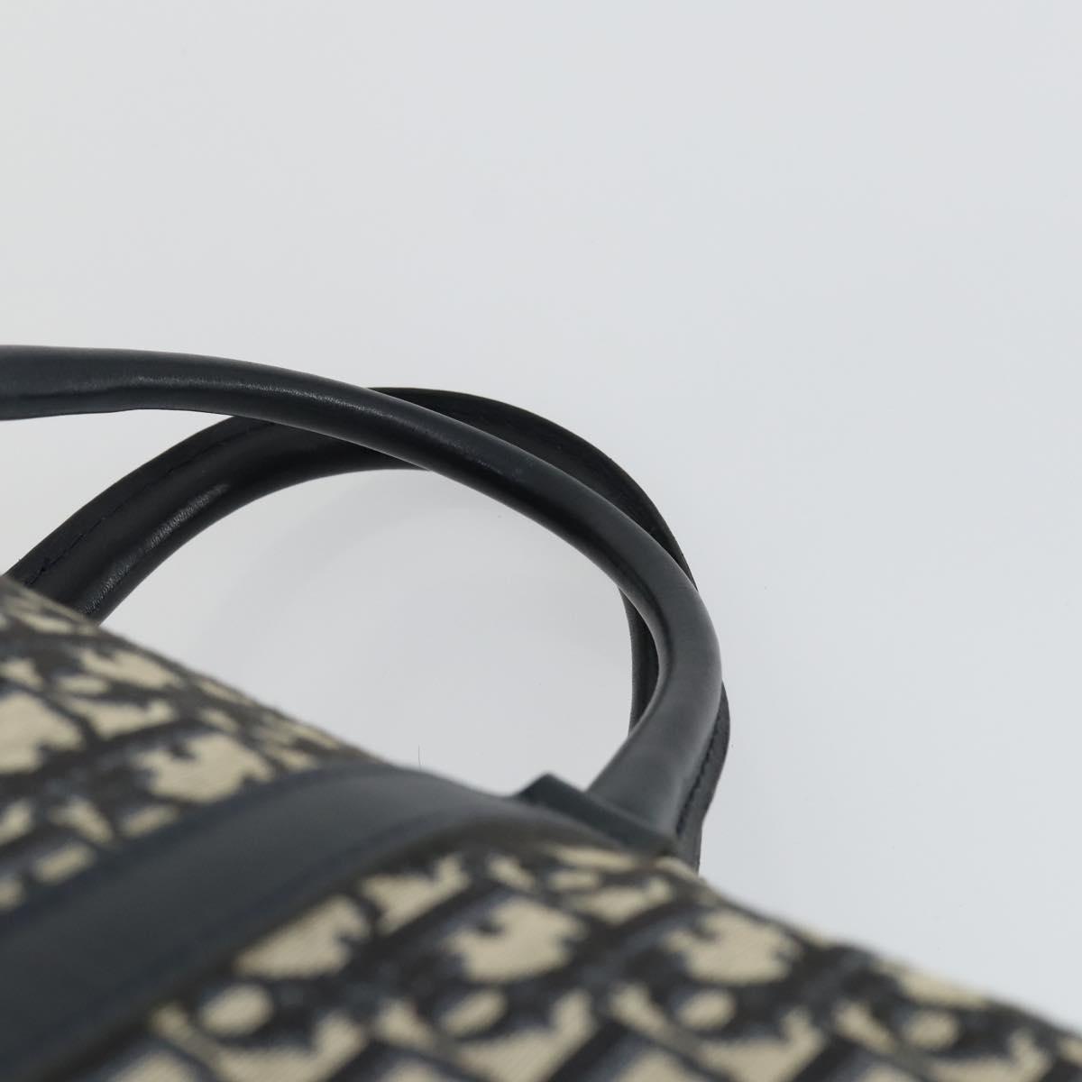 Christian Dior Trotter Canvas Boston Bag Navy Silver Auth ki6339