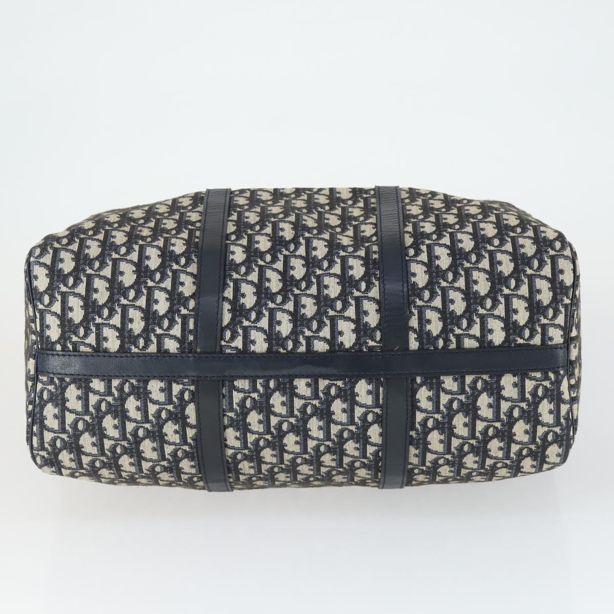 Christian Dior Trotter Canvas Boston Bag Navy Silver Auth ki6339