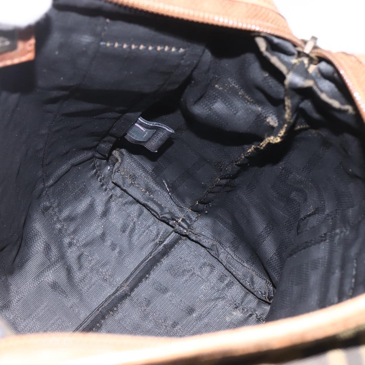 FENDI Zucca Canvas Tote Bag Black Brown Auth ki6340