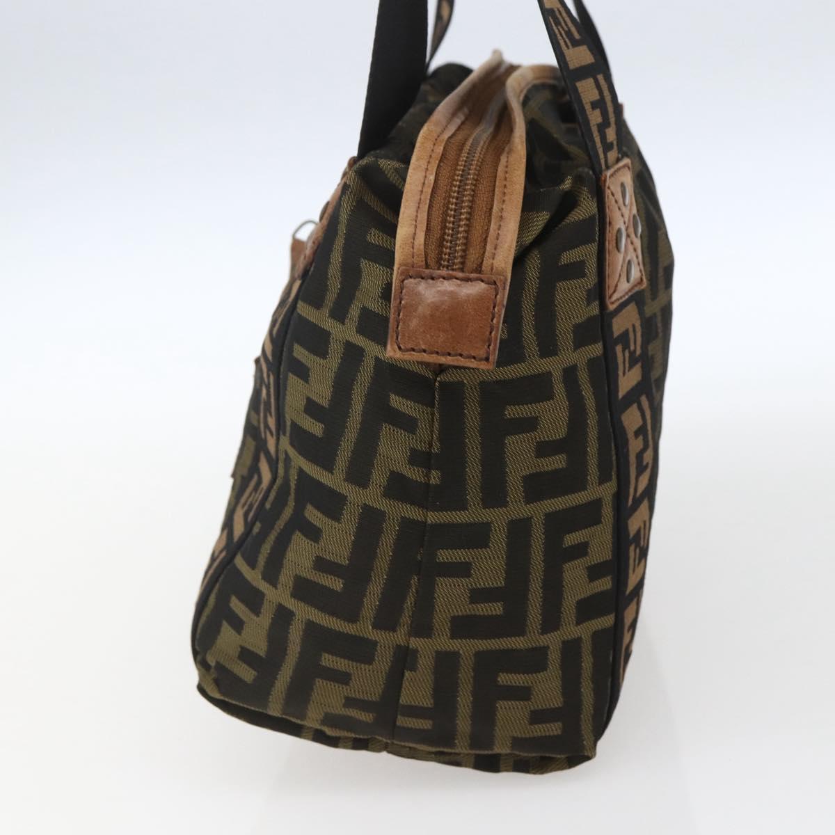 FENDI Zucca Canvas Tote Bag Black Brown Auth ki6340