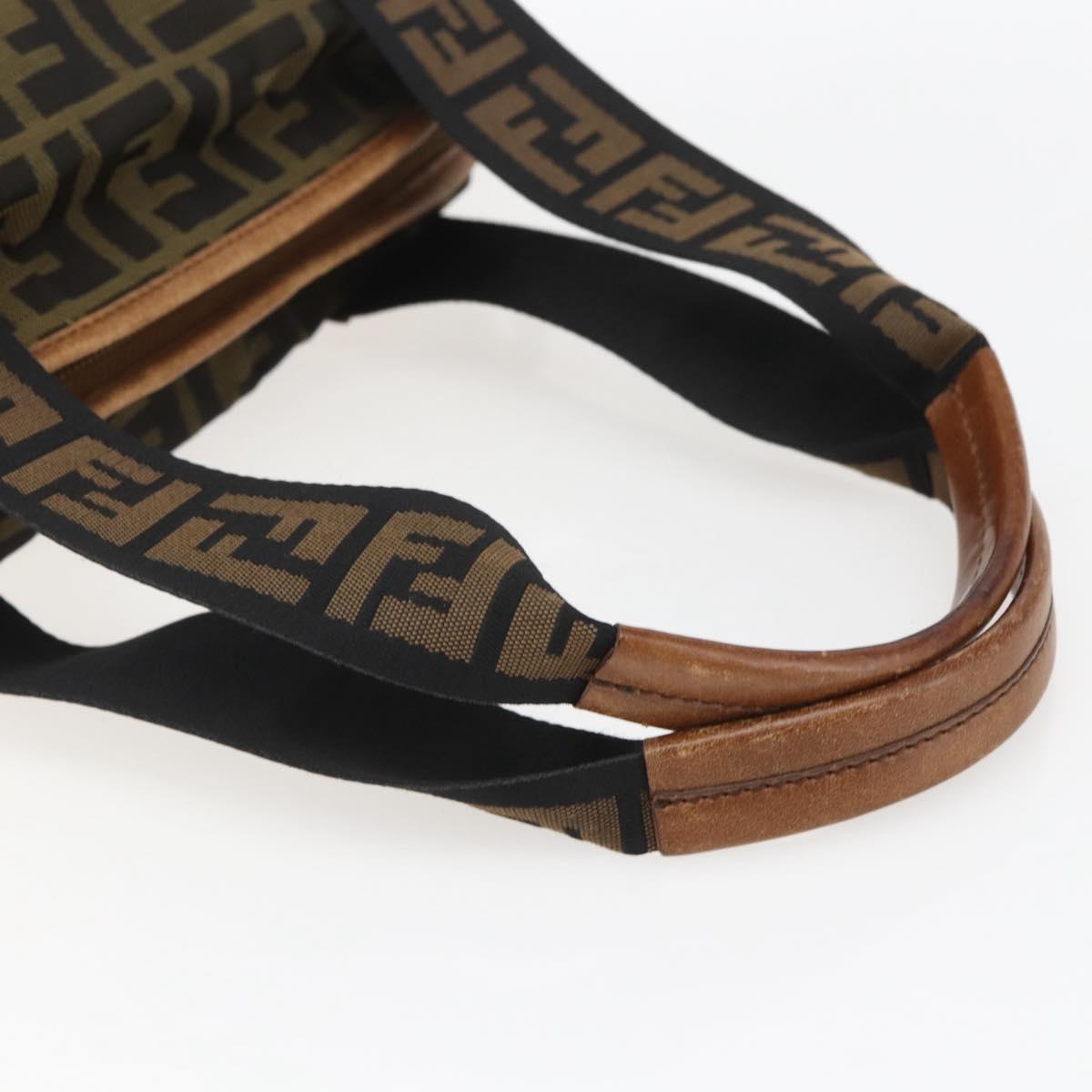 FENDI Zucca Canvas Tote Bag Black Brown Auth ki6340