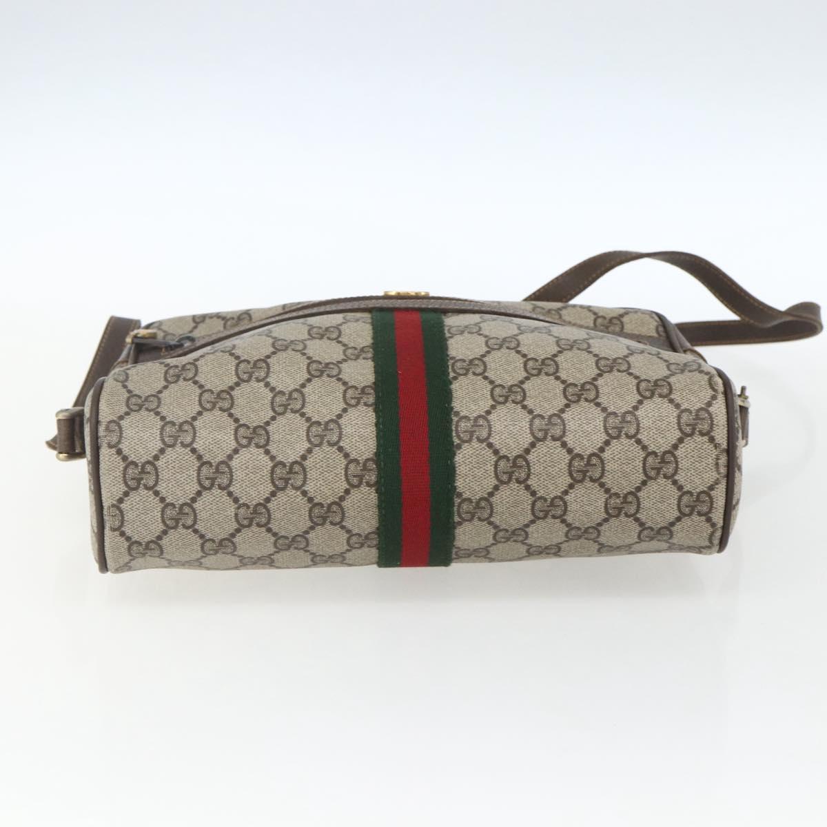 GUCCI GG Supreme Web Sherry Line Shoulder Bag PVC Beige 72 001 4071 Auth ki6343