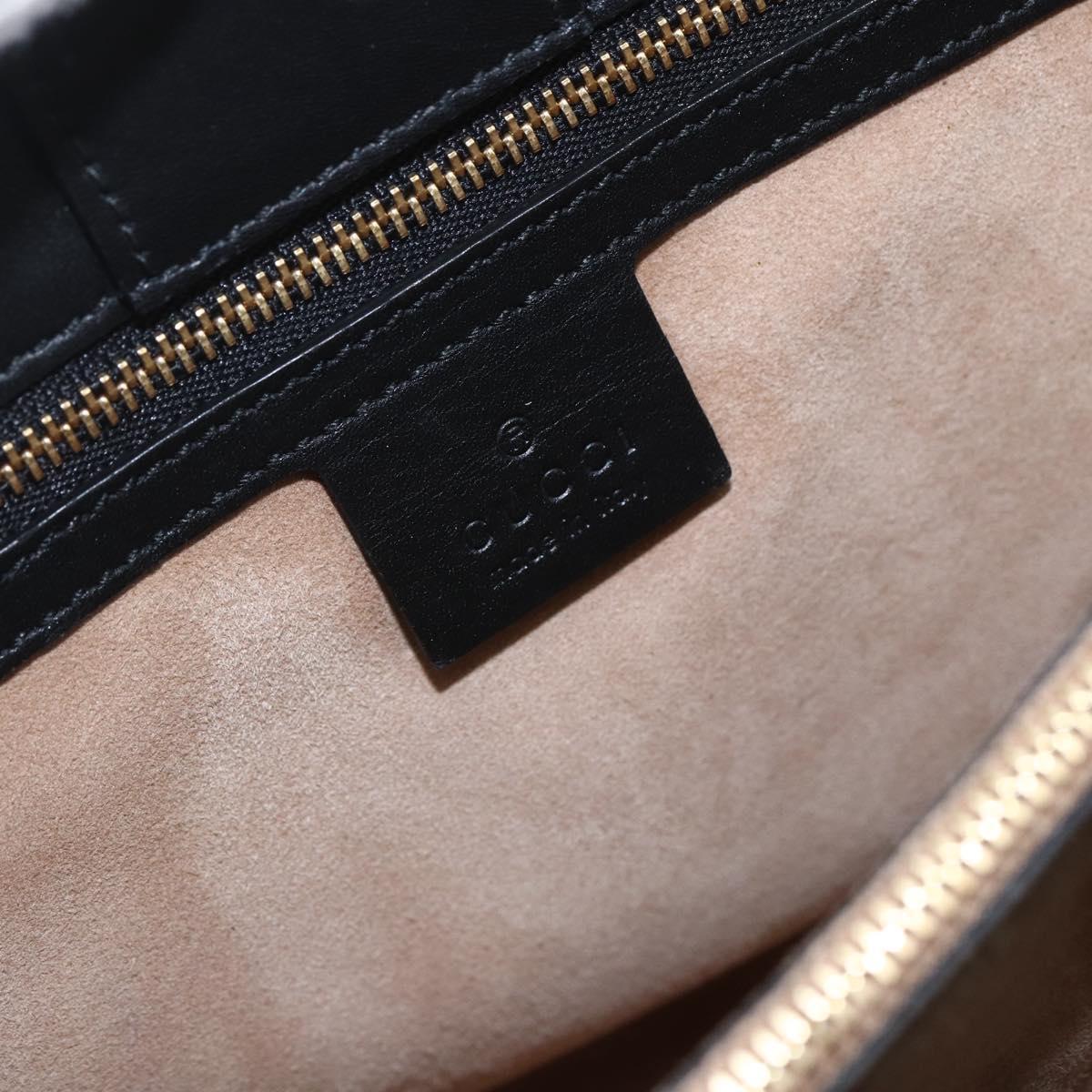 GUCCI Web Sherry Line Silvi Tote Bag Leather 2way Black Gold 453790 Auth ki6344