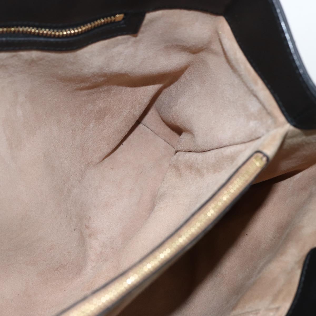 GUCCI Web Sherry Line Silvi Tote Bag Leather 2way Black Gold 453790 Auth ki6344