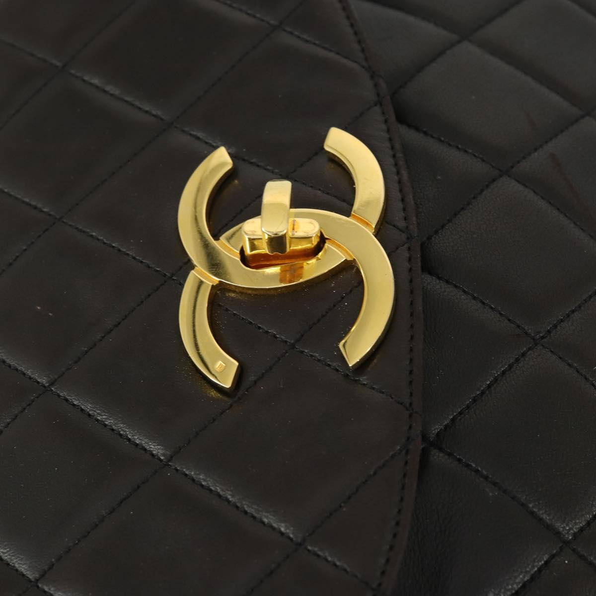 CHANEL Matelasse Backpack Lamb Skin Dark Brown Gold CC Auth ki6346