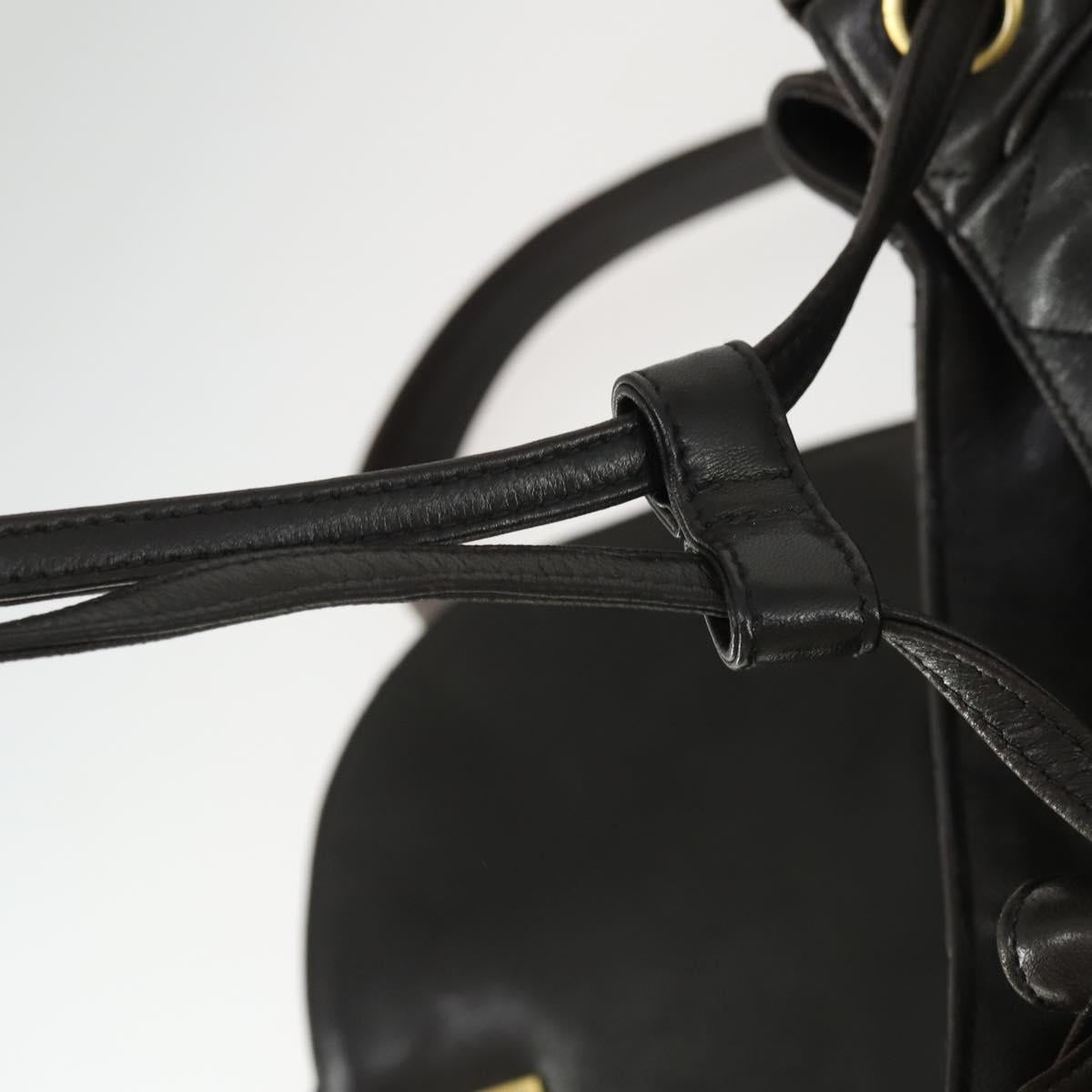 CHANEL Matelasse Backpack Lamb Skin Dark Brown Gold CC Auth ki6346