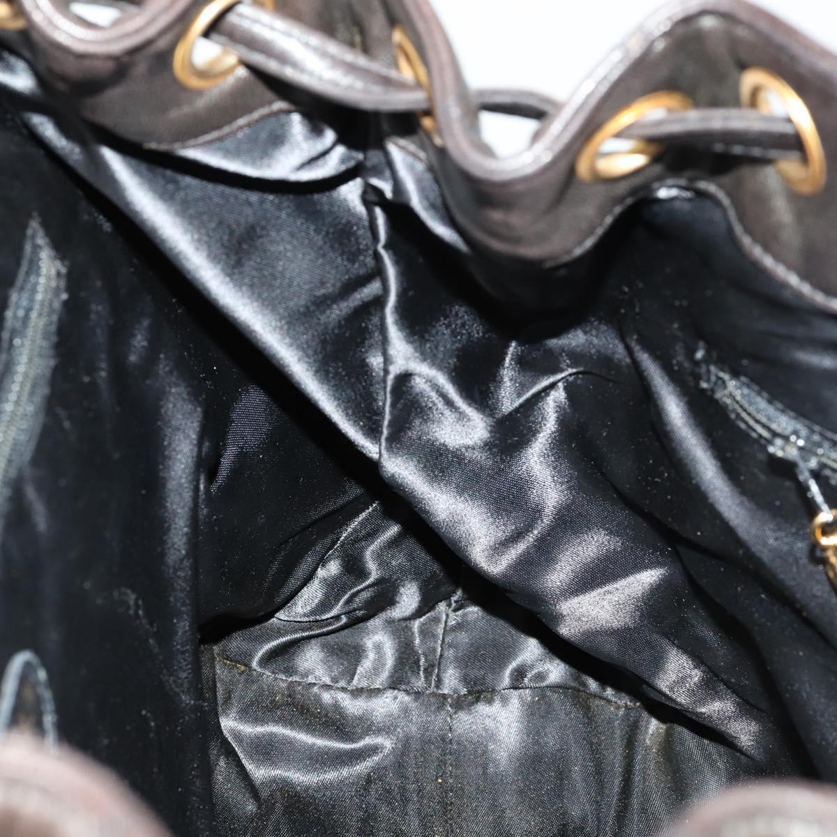 CHANEL Matelasse Backpack Lamb Skin Dark Brown Gold CC Auth ki6346